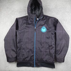 Nomis Jacket Mens M Gray Plaid Check Full Zip Hooded Snowboard Ski